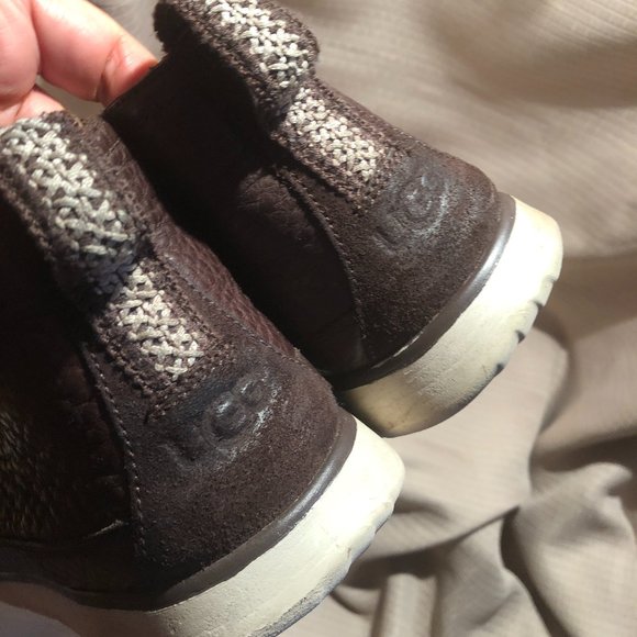 UGG Men Leighton Chocolate Brown Crinkled Leather
